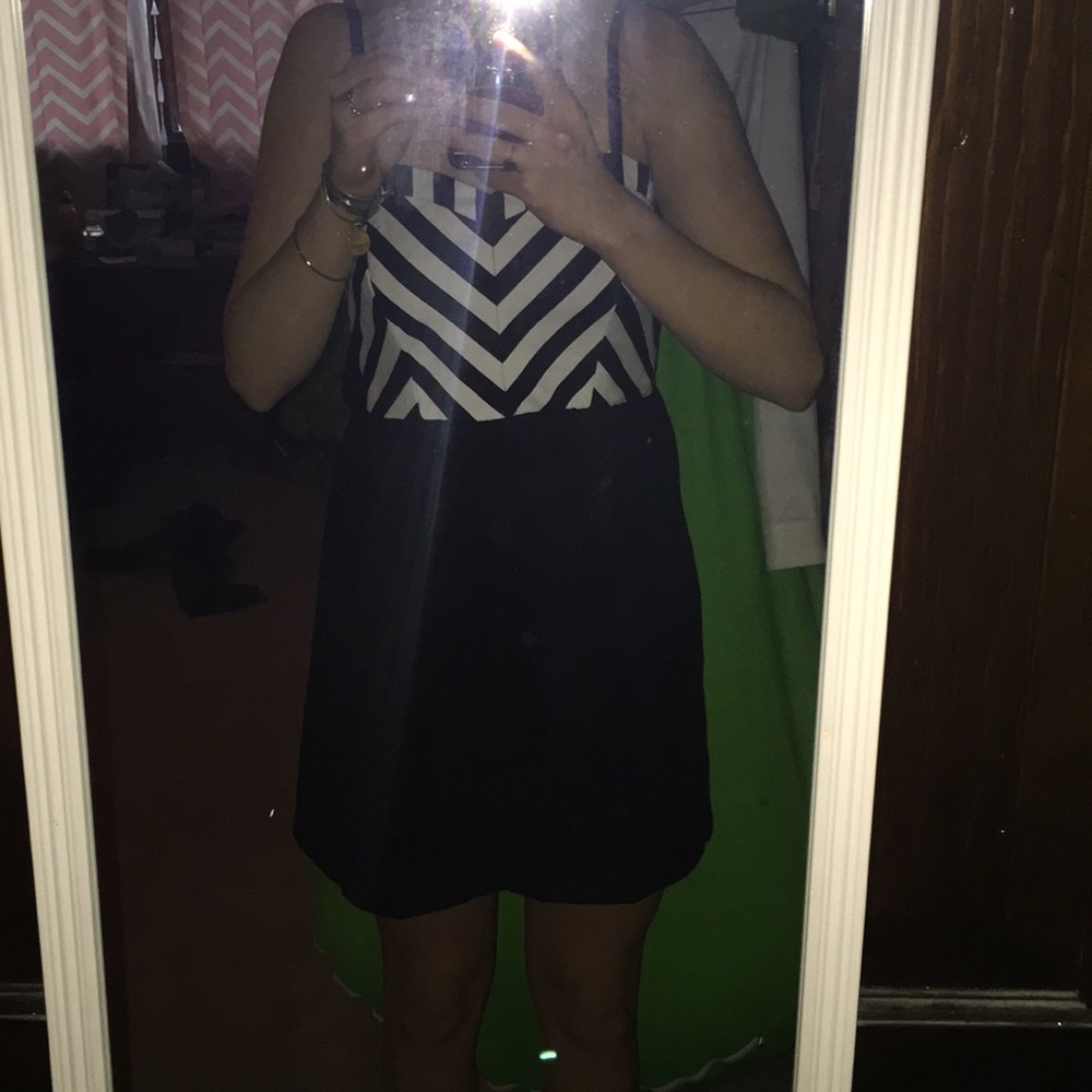 White and black mini dress
